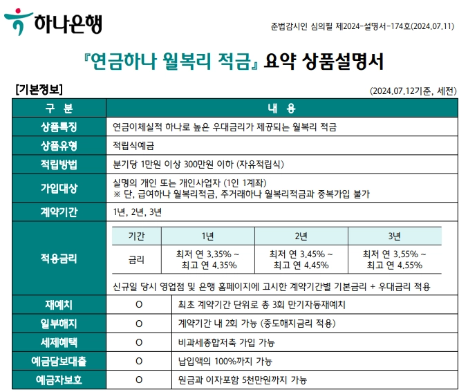 연금하나 월복리 적금