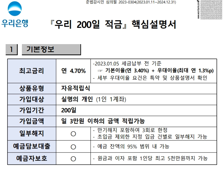 우리은행 N일 적금(200일)