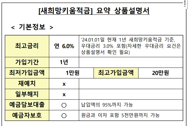 제주은행 - [새희망키움적금] 상품설명서