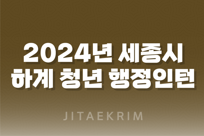 2024년 세종시 하계 청년 행정인턴