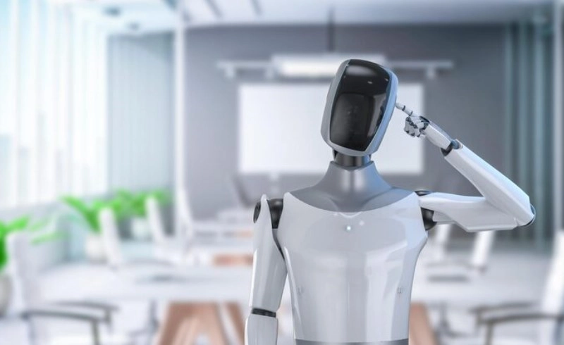 사무실에서 사람과 함께 일하는 AI 로봇