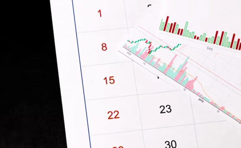 주식 차트가 그려진 달력