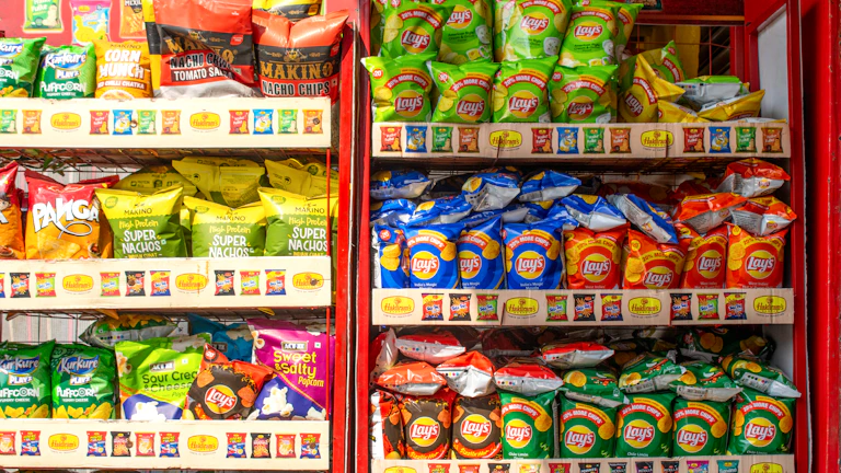 편의점 창업 브랜드 비교, GS25 CU 세븐일레븐 수익 배분율 및 성공 창업 전략 총정리 2 편의점 선반에 진열된 다양한 과자와 간식들