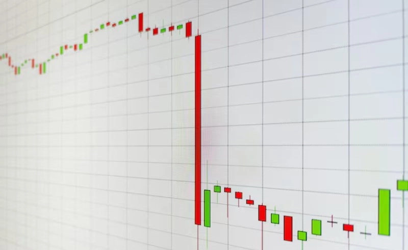 급격한 주가 하락을 보여주는 주식 차트