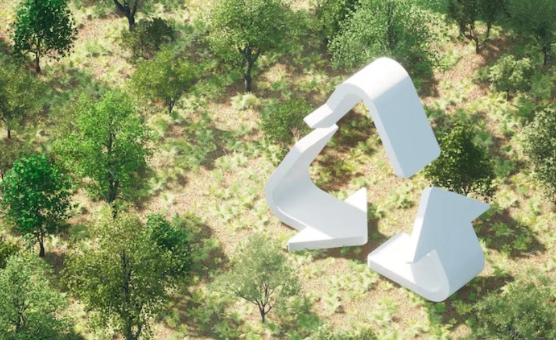 지속 가능한 에너지와 자원 순환을 상징하는 로고