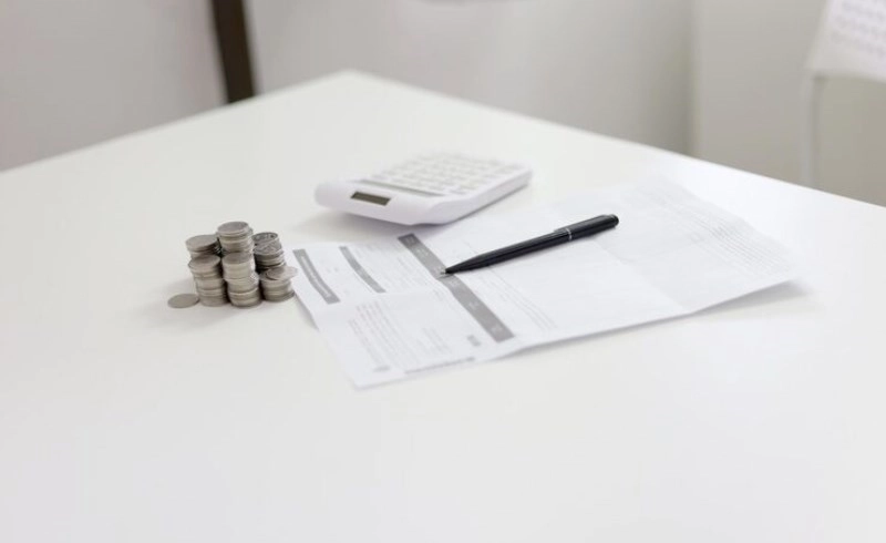 세금 양식과 펜