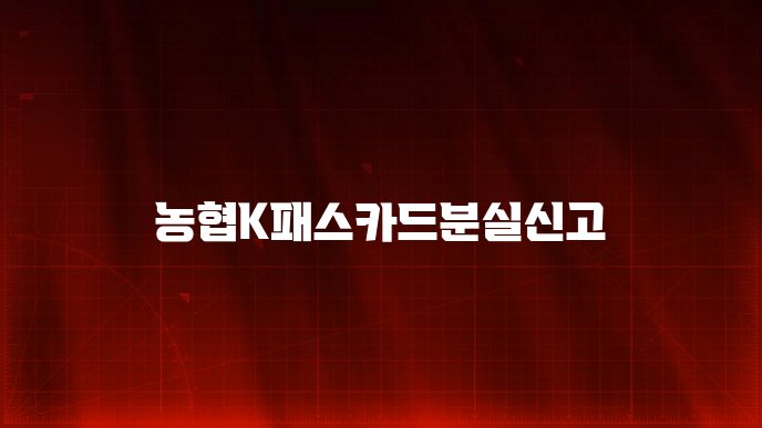 농협K패스카드분실신고