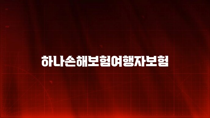 하나손해보험여행자보험